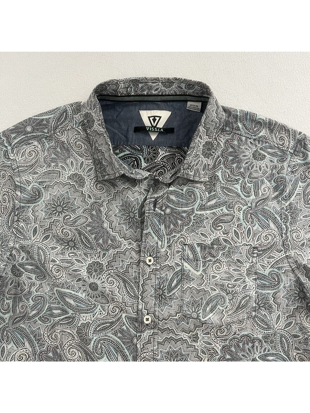 Vissla Hazy Paisley Print Eco Short Sleeve Cotton Blend Button Shirt M503YHAP M